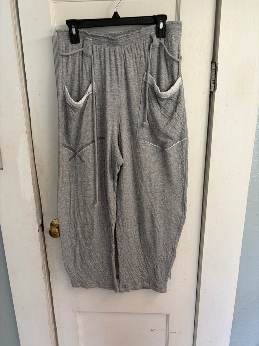Free People Heather Gray Barrel Drawstring Track Pants - Picture 2 of 4